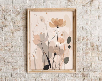 Erdfarben Blumen Kunstdruck | Vintage botanische Wohnkultur (Digitaler Download)