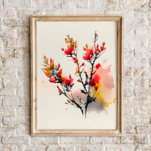 Bunte Wüsten-Wildblumen | Abstraktes Aquarell | Druckbare Wandkunst | Sofort Download | Botanisch | Blumen