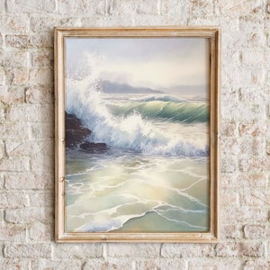 Surging Seas | Seascape Watercolor Painting | Printable Wall Art | Instant Download | Coastal Landscape | American West
