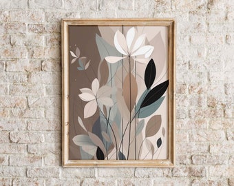 Erdfarben Blumen Kunstdruck | Vintage botanische Wohnkultur (Digitaler Download)