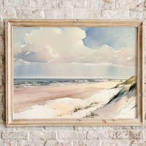 Serene Seashore | Seascape Watercolor Painting | Printable Wall Art | Instant Download | Coastal Landscape | American West