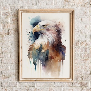 Bald Eagle | Watercolor Painting | Printable Wall Art | Instant Download | American West | Nature | Landscape