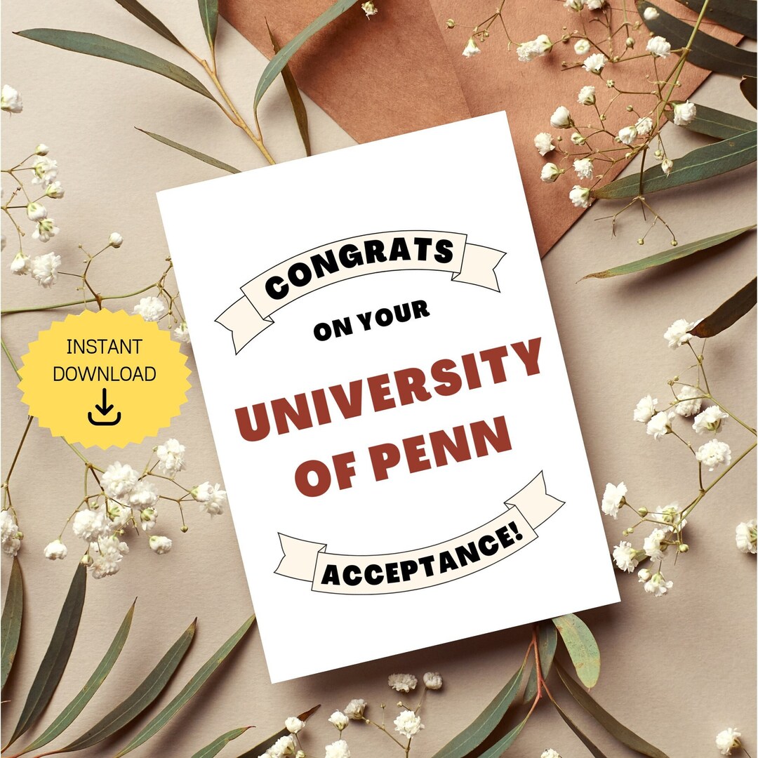 University of Pennsylvania Acceptance Upenn College Etsy