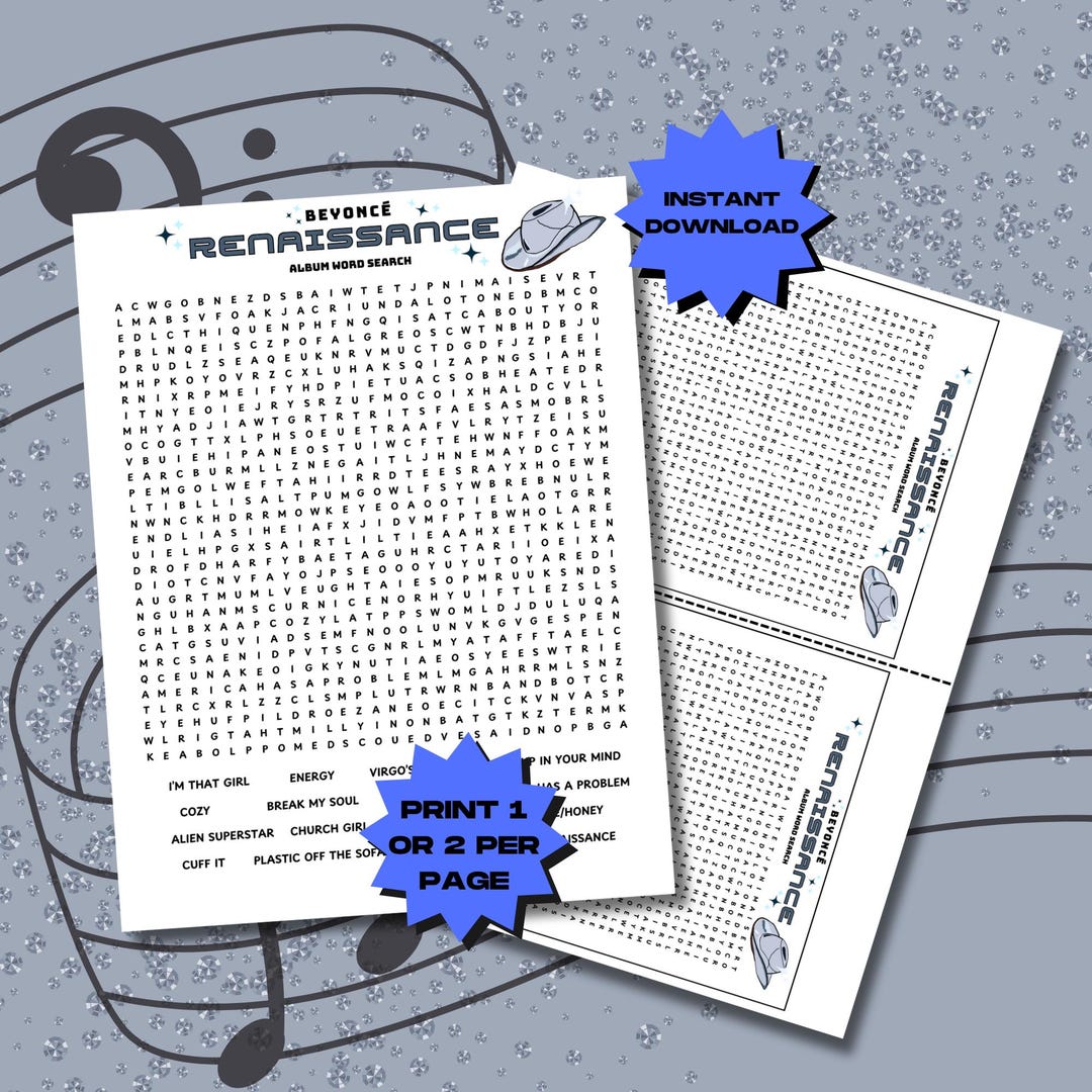 Beyonce Word Search, Beyonce Renaissance, Party Games, Printable ...