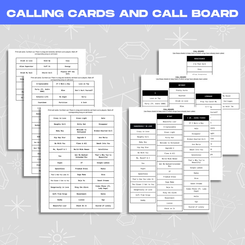 Beyonce Bingo, Beyonce Renaissance, Party Games, Printable, Instant ...