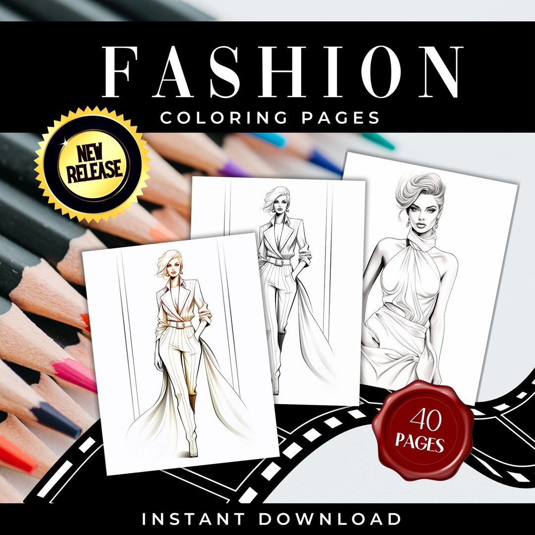 FASHION Digital Coloring Book - 40 Pages of Catwalk MODELS Fashion ...