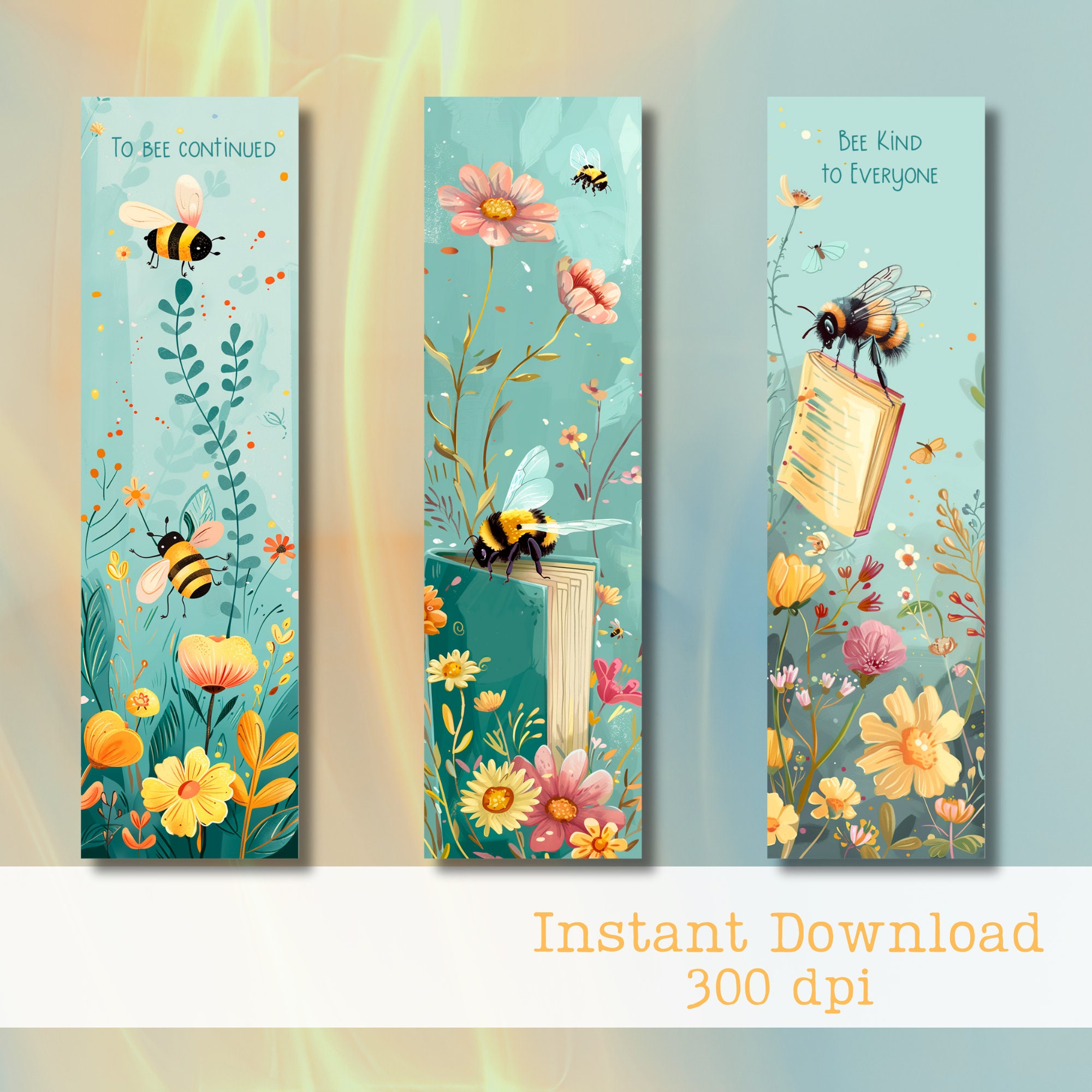 5 Bookmarks PRINTABLE Bee Reading Tracker Cute Flower Aesthetic Booktok ...