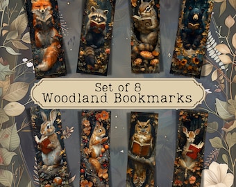 PRINTABLE Bookmarks Set - Cute Booktok Merch | Reading Nook Decor | DIGITAL Bookmark - Teacher Gifts | Woodland Animals - Fantasy Aesthetic