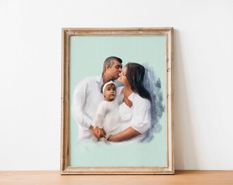 Custom Family Portrait From Photo, Family Portrait Illustration, Digital Portrait Print, Faceless Portrait Custom, Personalized Gift