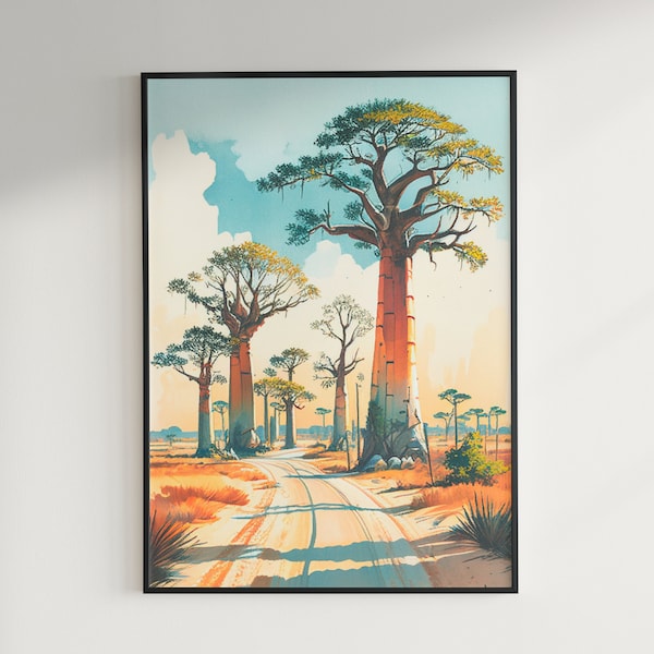 Spring Avenue of Baobabs Sketch Painting | Serenity Venice Artwork | Printable Digital Download