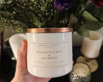 Honeysuckle Jasmine Scented Candle, Spring Fragrance