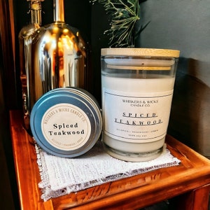 Teakwood Candle & Wax Melts | 100% Soy Wax Candle | Allspice Teakwood and Amber