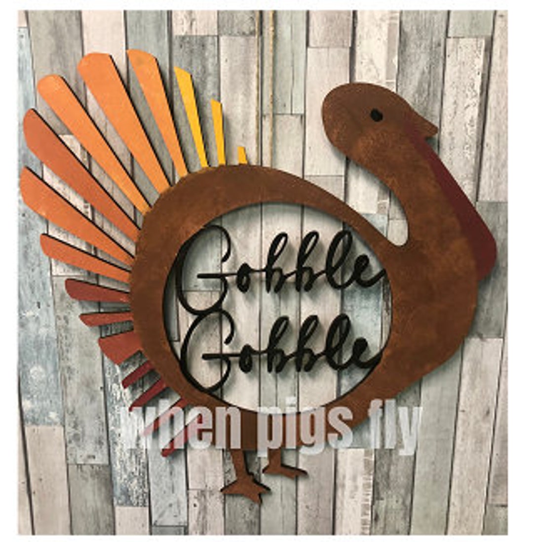 FaCraft Thanksgiving Turkey Door Hanger - 12.5x14 Inch Gobble Gobble Sign, PVC, Front Door Porch Decor - View #3