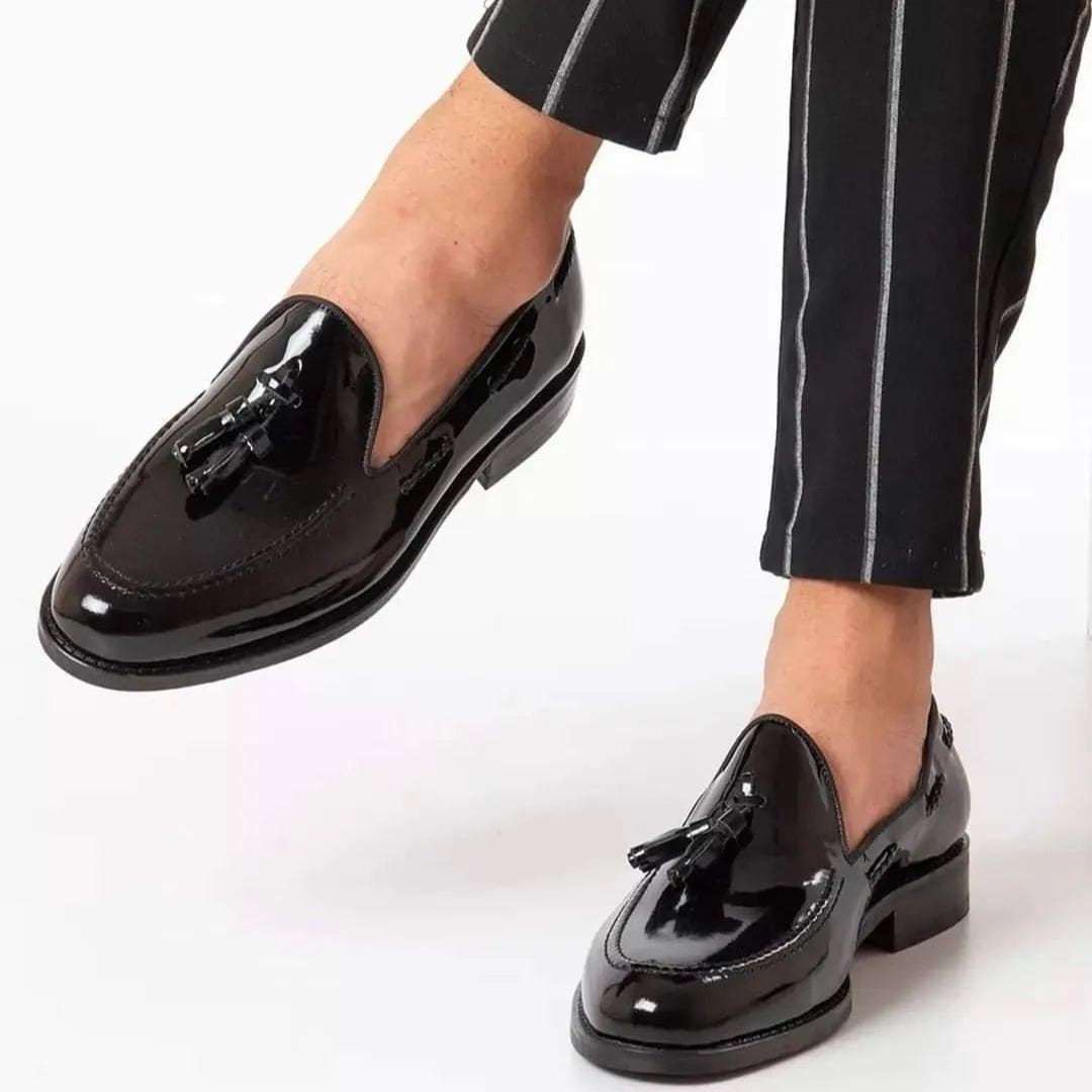 mens black loafers with silver buckle