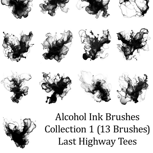 Alcohol Ink Splashes Photoshop Brushes Collection 1 - 13 Brushes - Use as brushes to paint or as masks etc!
