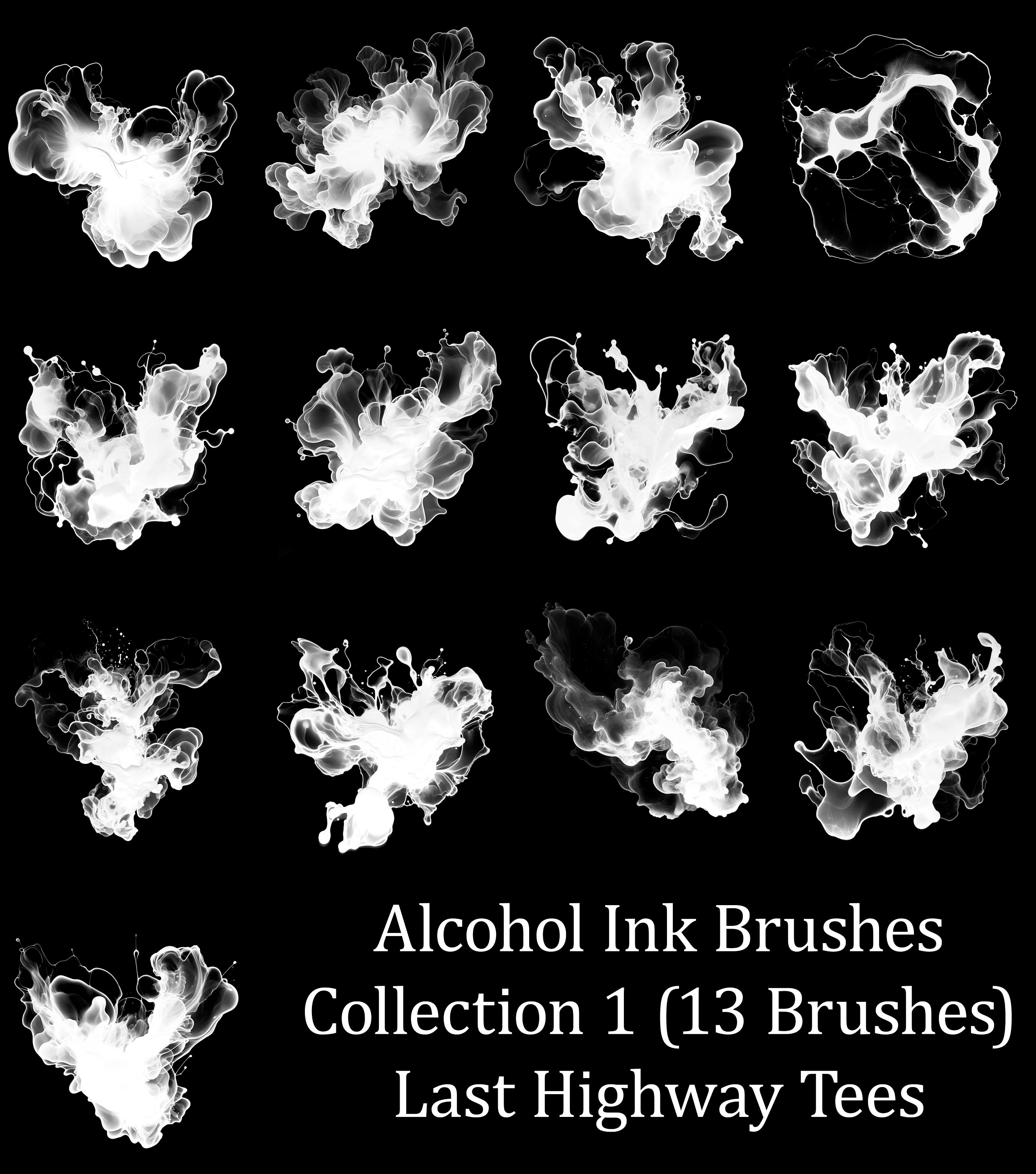 Alcohol Ink Splashes Alcohol Ink Splashes Photoshop Brushes: Procreate Compatible (13 ...