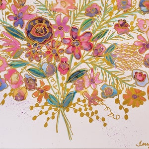 Fine Art Contemporary Floral Painting &quot;Evergreen Posies&quot;.