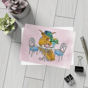 Lots de cartes de voeux pour le thé avec une vache des Highlands (enveloppes incluses), invitations à une fête, cartes postales mignonnes génisses