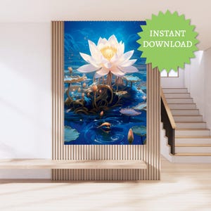 Lotus magique, Art généré par Ai, Téléchargement instantané Art imprimable