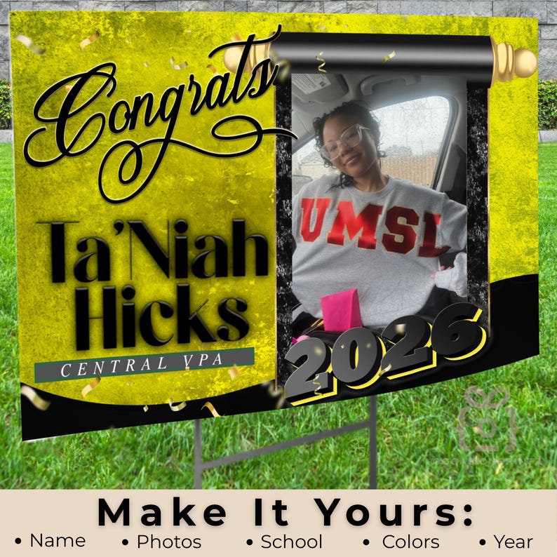 Custom Graduation Yard Sign 24x18 | Photo & Name | Class of 2026 - Etsy