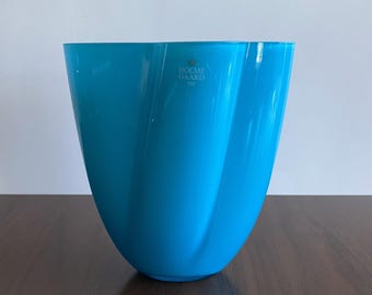 Holmegaard Gardenia Turquoise Blue Glass Vase Scandinavian Denmark