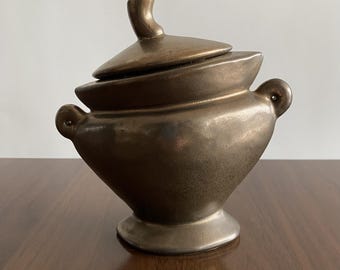 Michael Lambert Bronze Dancing Sugar Bowl Studio Pottery California