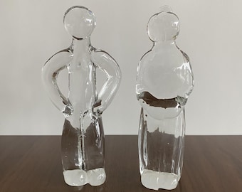Vintage Reijmyre Sweden Glass Couple Figurines Tyko Axelsson Dam and Koling