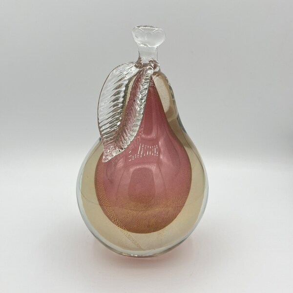 Murano Alfred Barbini Sommerso Glass Pear Bookend Italy Italian 1960s