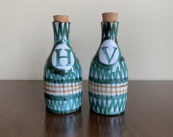 Vintage Robert Picault Pottery Oil Vinegar Cruets 1960s Vallauris France