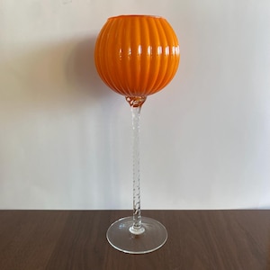 Vintage Empoli Italy Orange Cased Tall Brandy Balloon Opalina Fiorentina Stelvia