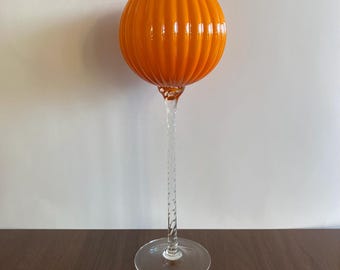 Vintage Empoli Italy Orange Cased Tall Brandy Balloon Opalina Fiorentina Stelvia