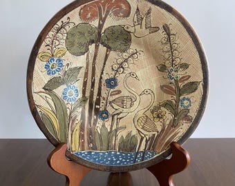 Vintage Independencia 131 Tlaquepaque Jalisco Petatillo Clay Pottery Plate Lucano Mexico Tonala Folk Art