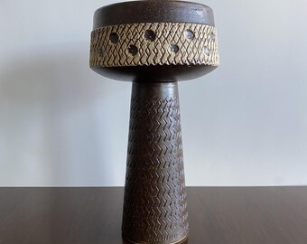 Modernist Compote Ikebana Sculptural Pedestal Vase Sgraffito Japan