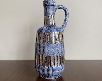 Vintage Blue and Gold Fratelli Fanciullacci Elbee Pottery Vase Italy Londi Bitossi Style