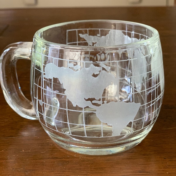 Vintage (3) Nescafé nestle etched glass globe mugs (set of 3)