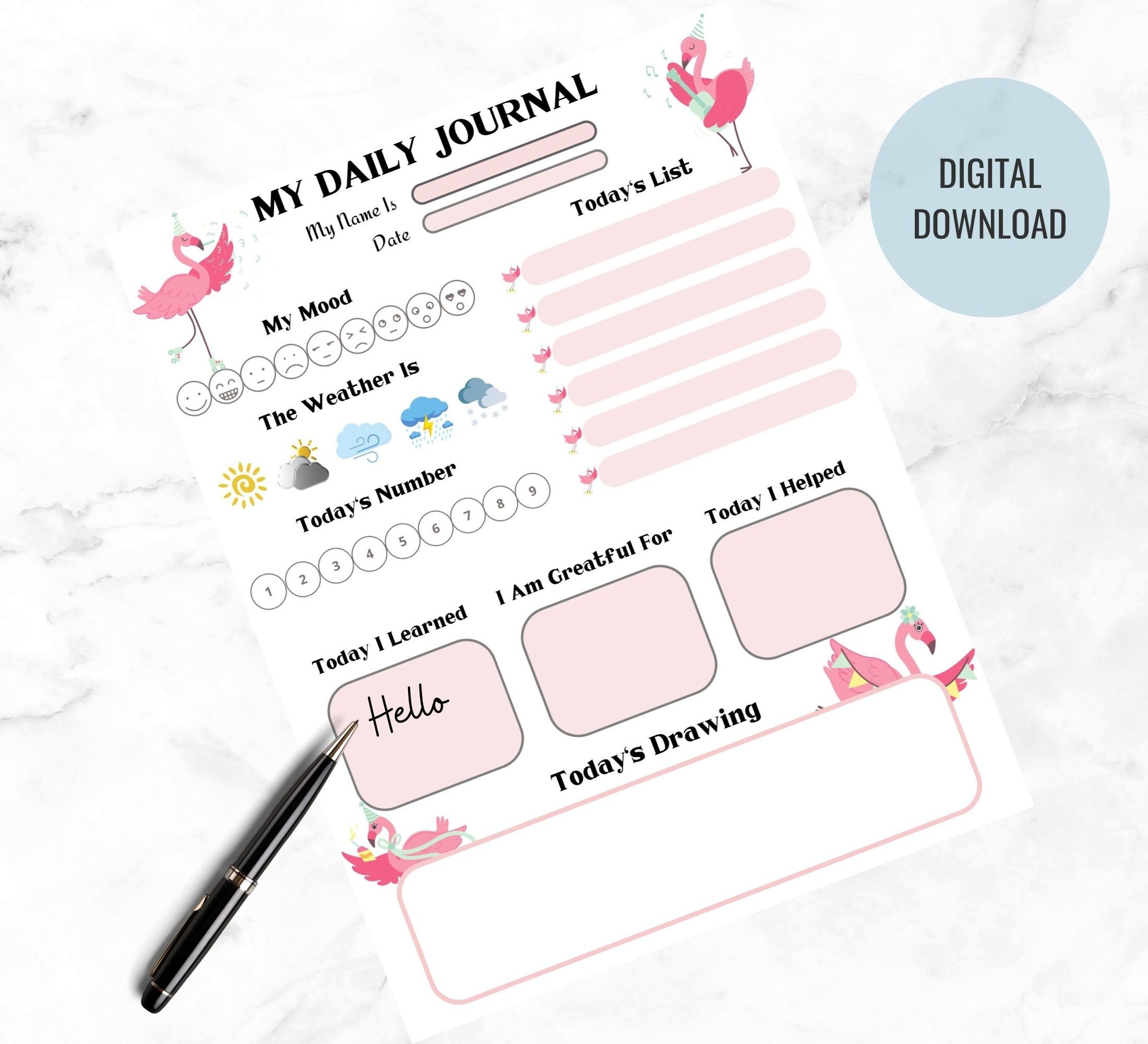 Kids Daily Journal Printable Journal for Kids Diary for - Etsy