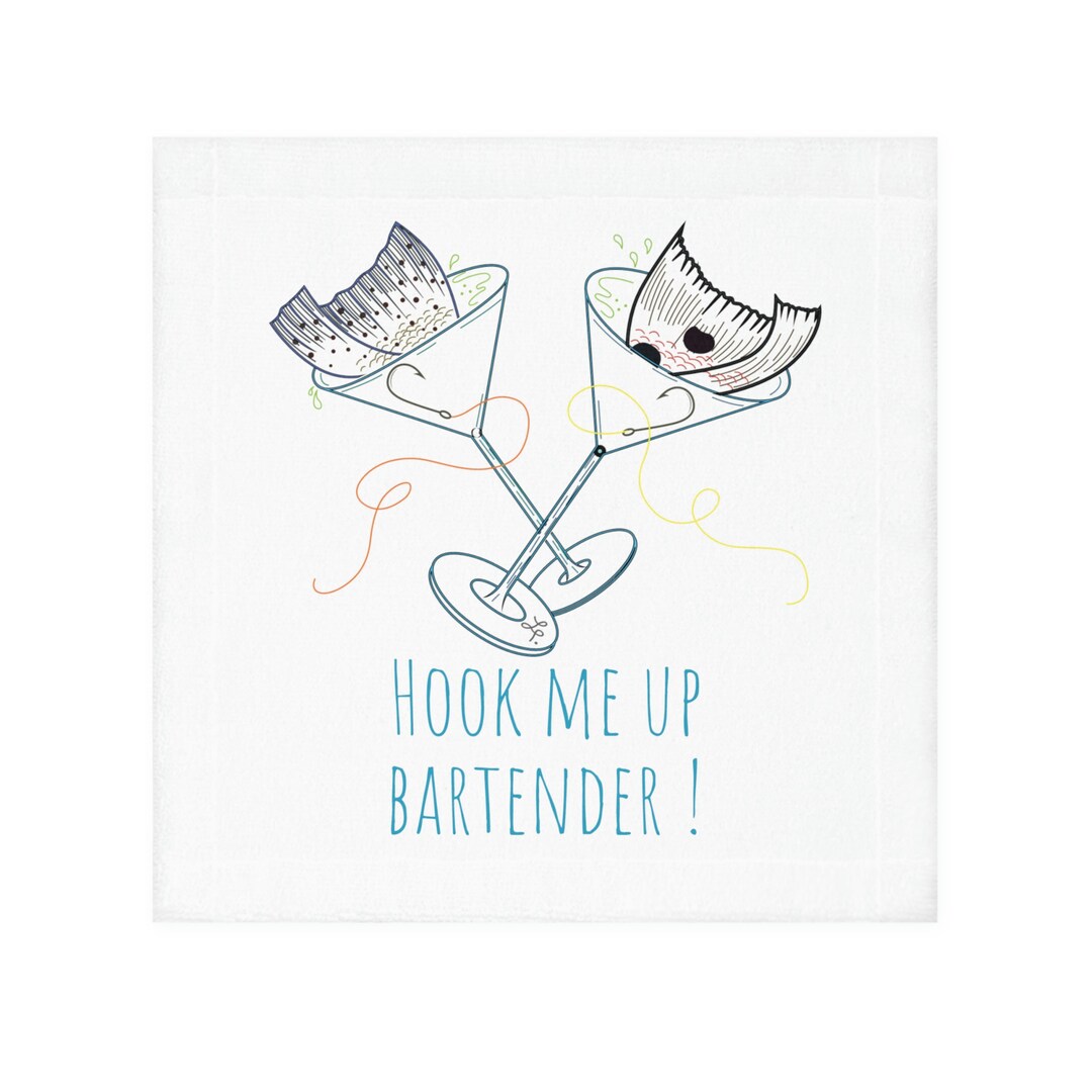 Martini Fish Bartender Towel Etsy