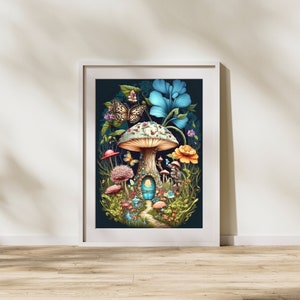 Enchanting Mushroom Fairy House | Downloadable AI Art for Enchanting Home Decor | AI Digital Art Download | Digital Poster  | Printable Art