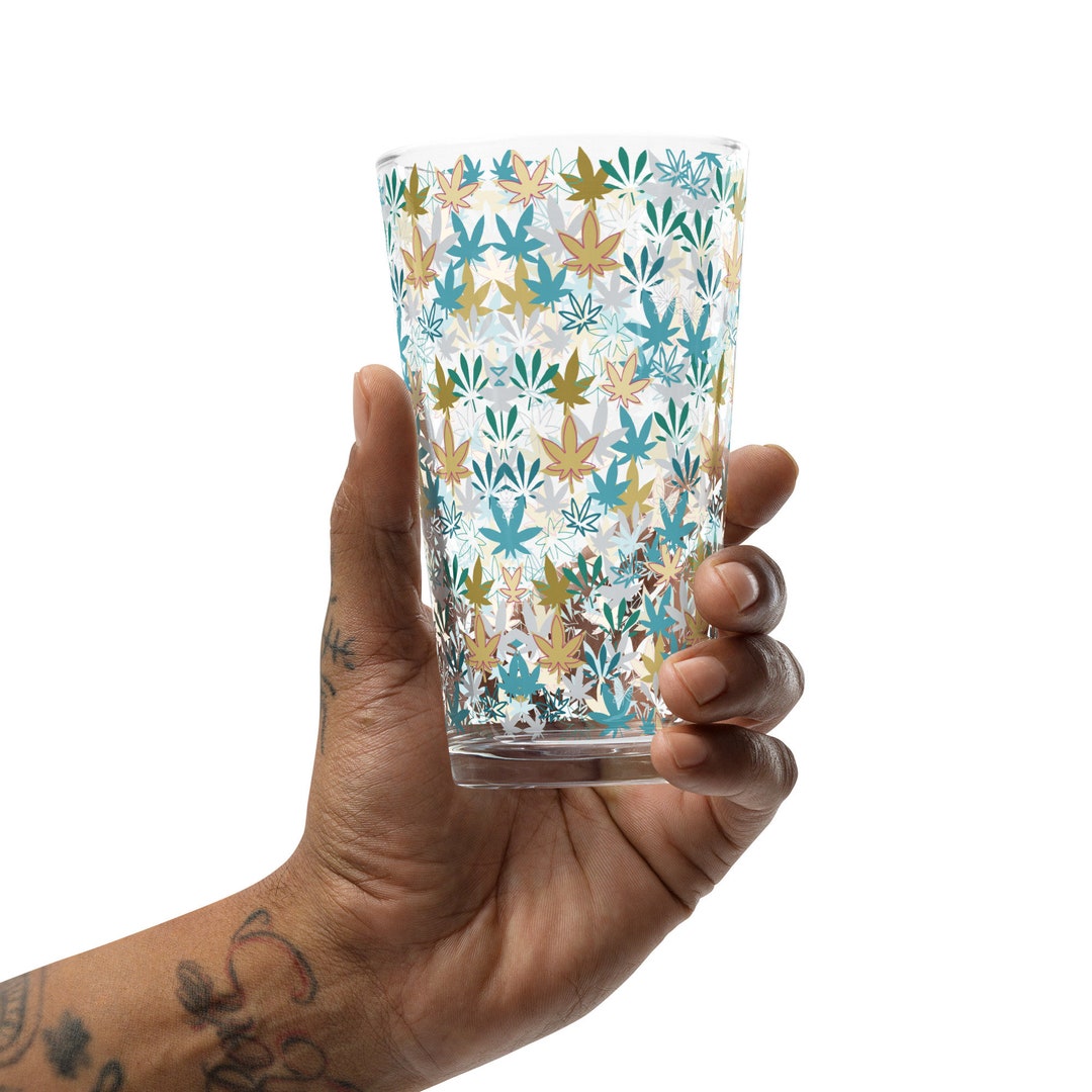 Weed Leaf Shaker Pint Glass. Cannabis Leaf Print Glassware Etsy
