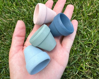 Mini Painted Terracotta Pots: Set of 4, Tiny Nursery Planters, Air Plant Holders