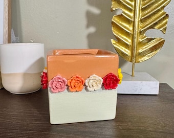 Hand Crafted Rose Themed Square Planter