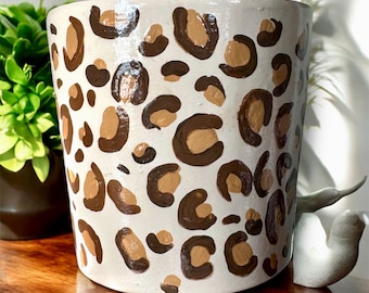 Leopard Print Plant Pot | Hand Painted Terracotta Pot