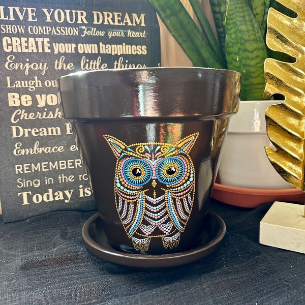 Owl Flower Pot | Owl Plant Pot | Hand Painted Terracotta Pot | Gift | Customizable | Summer | Plant Decor | Outdoor Decor |