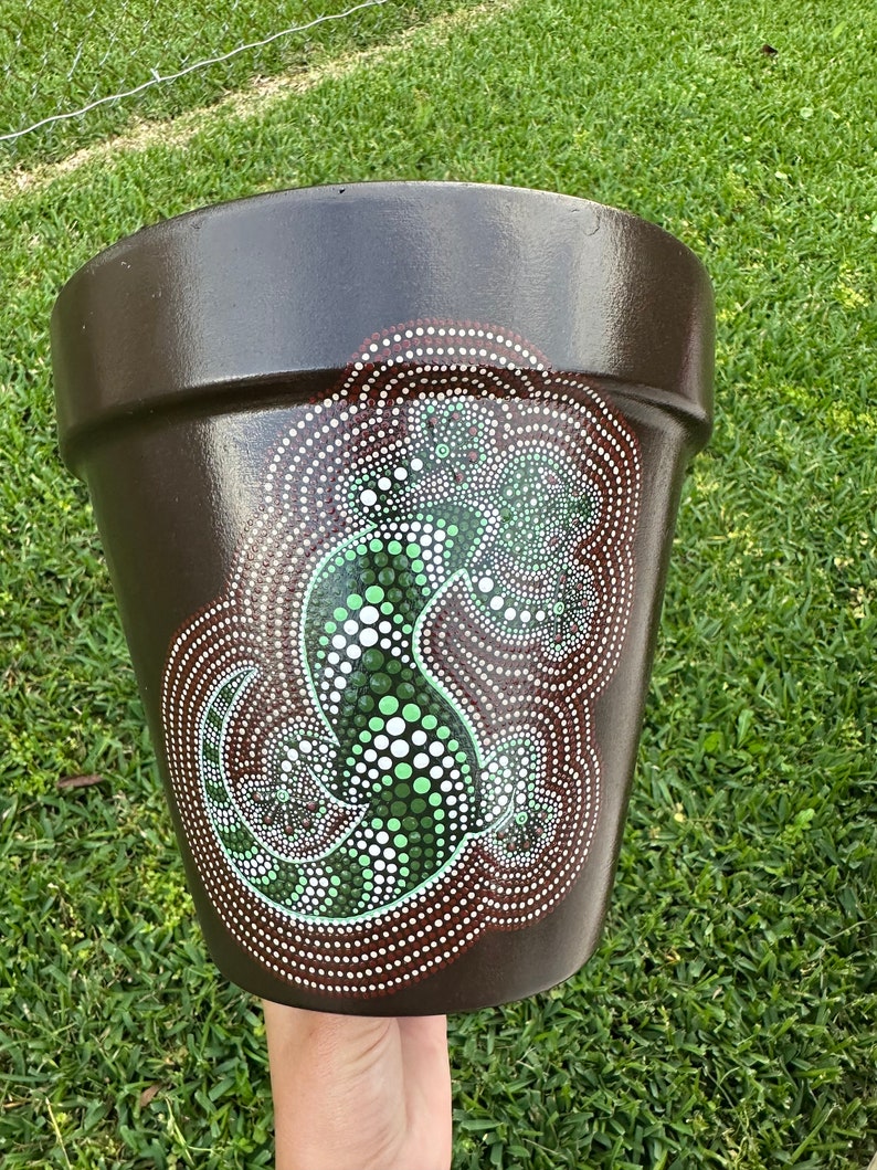 Lizard Flower Pot | Lizard Plant Pot | Hand Painted Terracotta Pot ...
