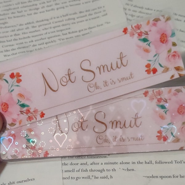 Not smut...Ok, it is smut bookmark, cute, spicy, adult, romance, aesthetic, fairytale, unique, booktok bookmark, holographic