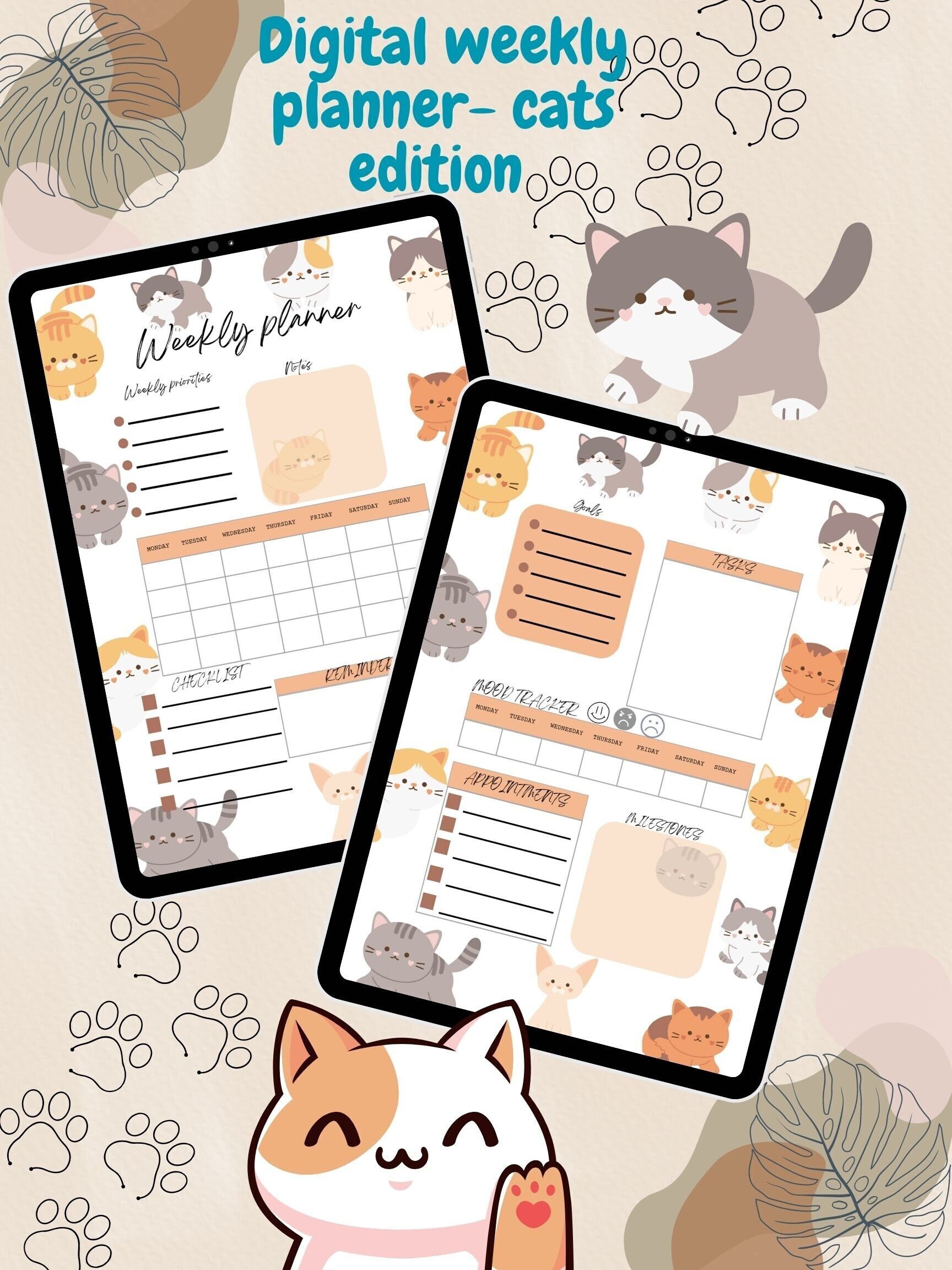 Korean Cute Cat Family Schedule Personal Planner Organizer Small