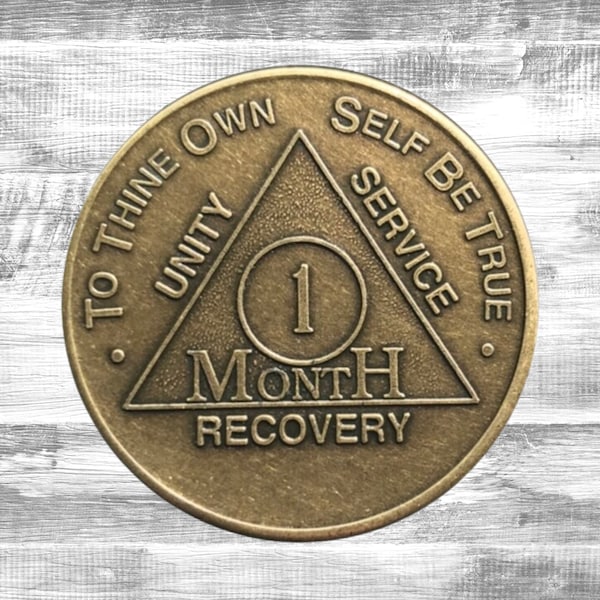 AA Sobriety Month Bronze Coin Token | Alcoholics Anonymous | Birthday Medallion | 12 Step Program Gifts