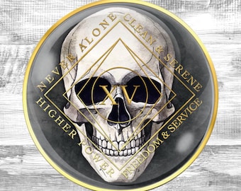 Médaillon Crâne NA Clean Time : jeton de sobriété de Narcotiques Anonymes