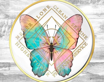 Médaillon papillon NA temps libre : jeton de sobriété de Narcotiques Anonymes