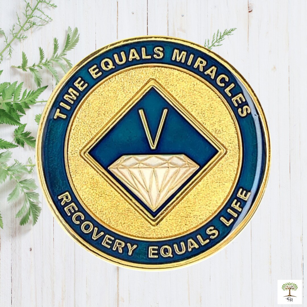 NA Birthday Coin Blue Triplate Medallion Narcotics Etsy